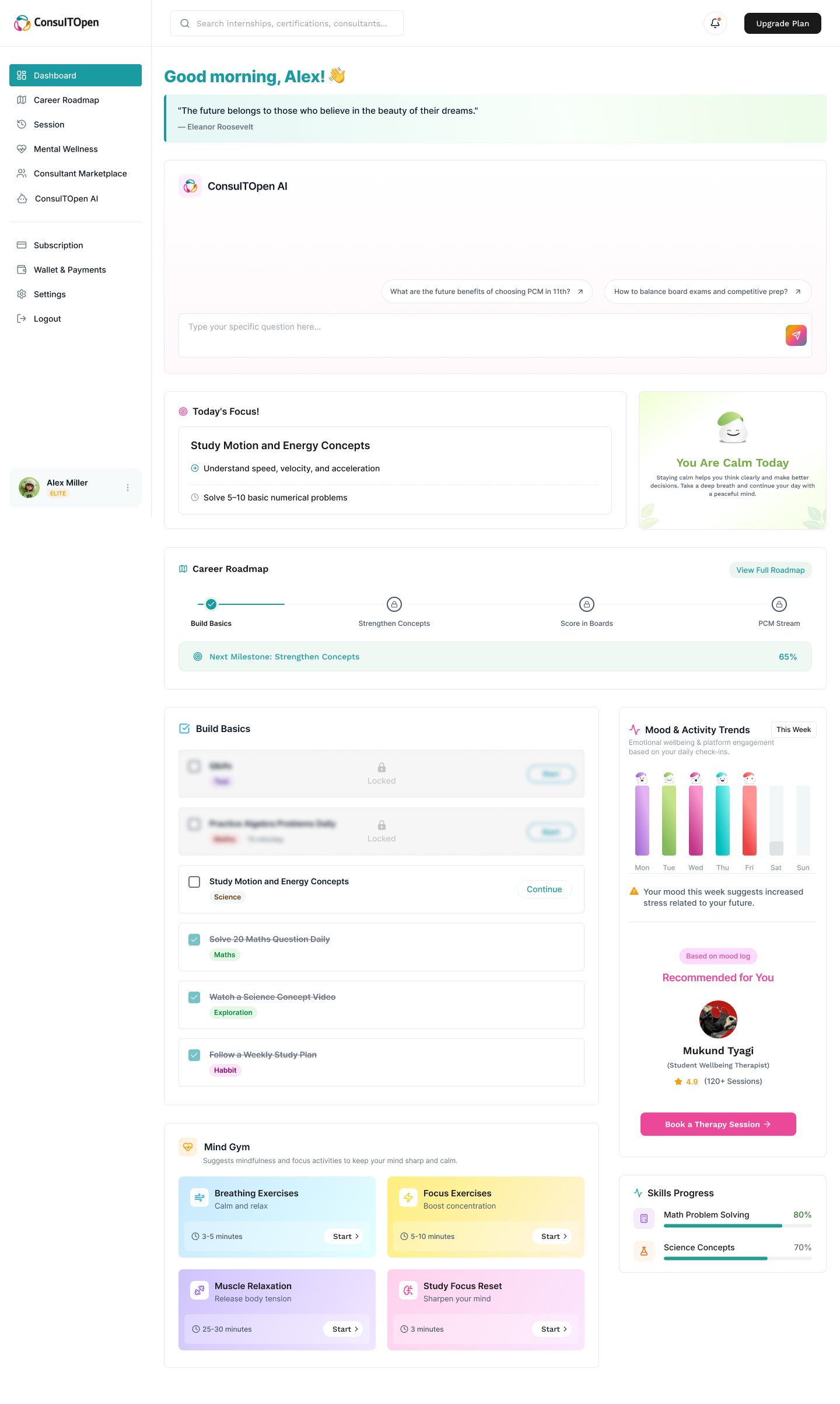 ConsulTOpen platform dashboard